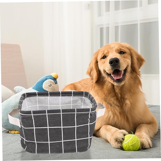 DOITOOL 2pcs Cotton Linen Storage Baskets Handles Versatile Organizer for Pet Items Cosmetics and Sundries and Portable Home Storage