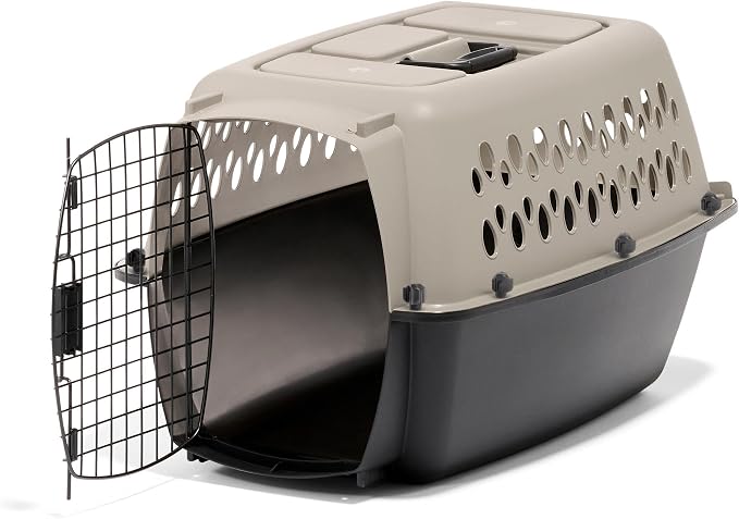 Petmate Vari Dog Kennel, Carrier, 10 to 20lbs, 24in, Taupe and Black | Airline Friendly and Made of Durable Plastic, This Pet Crate Works Great for Home and Travel