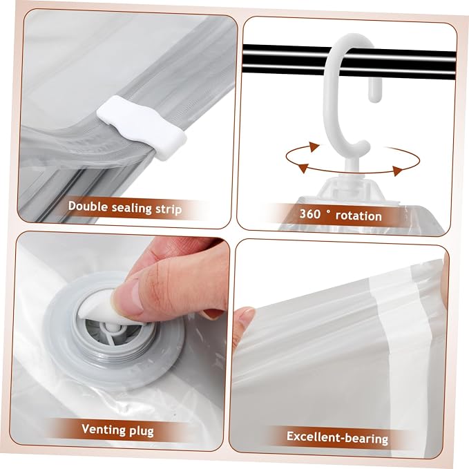4 Pcs Vacuum Storage Bags for Closet Hanging Compression Bags Capacity Transparent Design Coats and Seasonal Wear Essential Closet Organizer