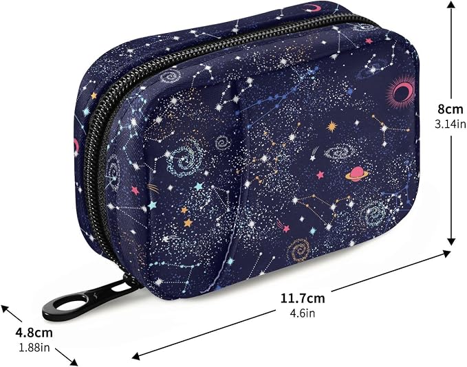 Ollabaky Galaxy Pill Case Butterfly 7 Day Pill Organizer Galaxy Travel Pill Case Portable Weekly Pill Box Bag Container Vitamin Supplement Holder with Zipper for Family Business