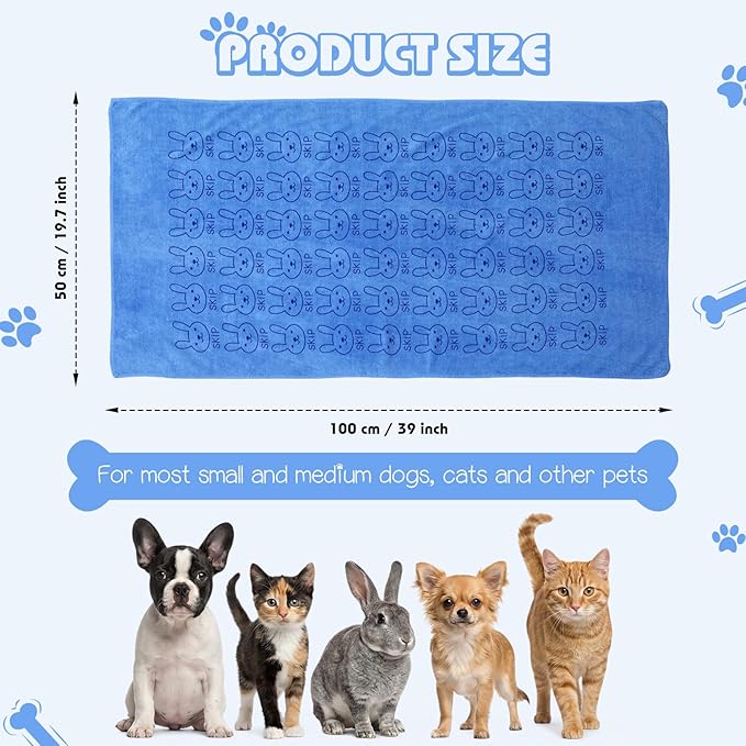 Irenare 12 Pcs Microfiber Dog Towels for Drying Dogs Cats, 20 x 40 Inch, Quick Drying Absorbent Pet Puppy Towels for Small Puppy Dog Cat Kitten Pet, Grooming Bathing Shower Travel Supplies(Blue)