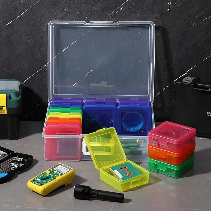 18 Pack Plastic Storage Box Arts & Crafts Storage Boxes & Organizers | Multifunctional Design,Stackable,See Through,Versatile Organization,Space-Saving,Durable,Dust Protection
