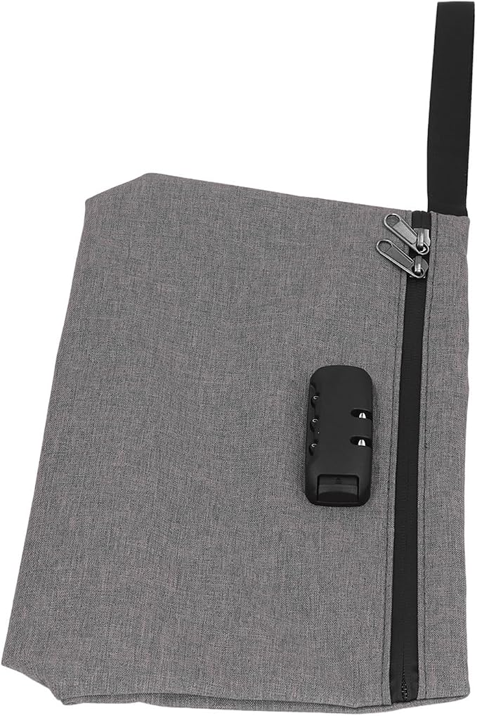 Smell Proof Bag, Odor Stash Container with Combination Lock and Activated Carbon Lining, for Travel Storage and Accessories Protection (Grey)