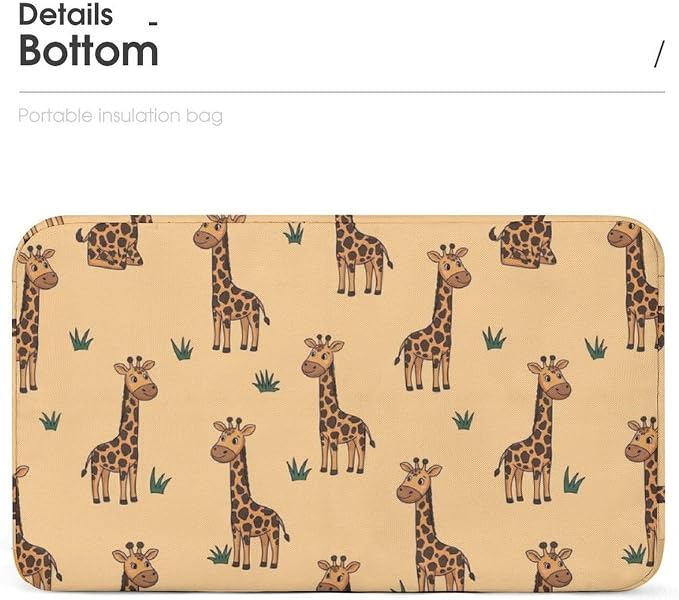 Portable Leakproof Insulated Lunch Tote, Giraffes Beige | Spacious Cooler Bag, with Sturdy Handles, Reusable Food Carrier Bag, for Outdoor Activities Travel Work