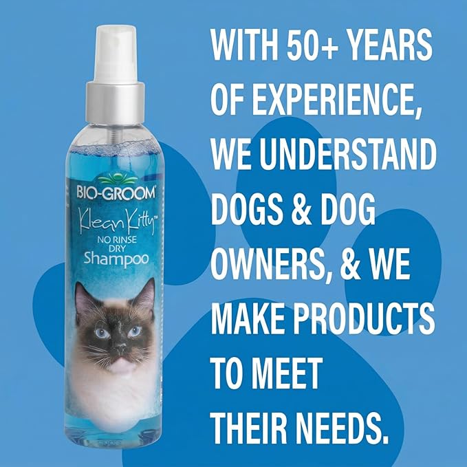 Bio-Groom Klean Kitty Waterless Shampoo for Cats – No-Rinse Formula, Kitten & Pet Grooming Spray, Cruelty-Free, Made in USA, 8 fl oz (1-Pack)