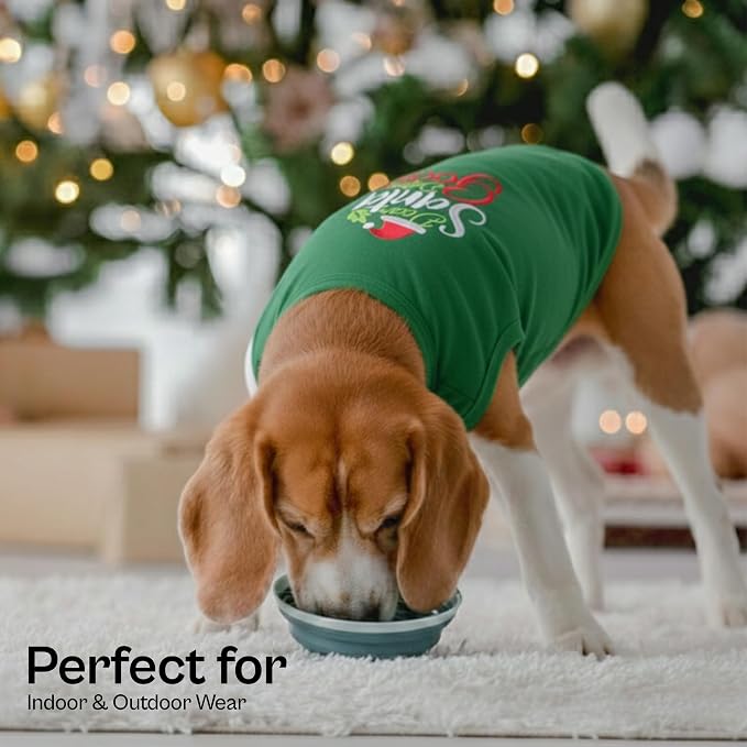 Parisian Pet Dog Tshirt - Embroidered “Dear Santa Define Good“ Dog Christmas Shirt - 100% Cotton Shirt - Sleeveless Clothes - Machine Washable Dogs Vest - Shirts for Large Dogs - 3XL