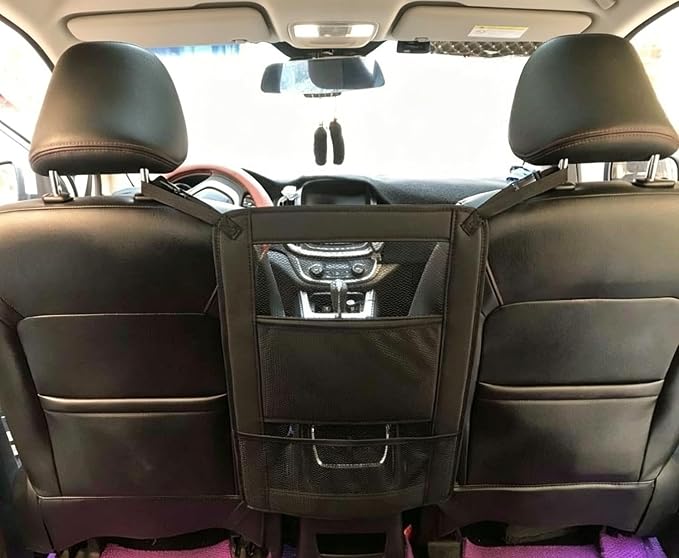 Car Seat Net Organizer Between Front Seats for Dodge Charger 2011-2014, Multi-Pocket Mesh Storage Bag, Backseat Barrier for Kids & Pets