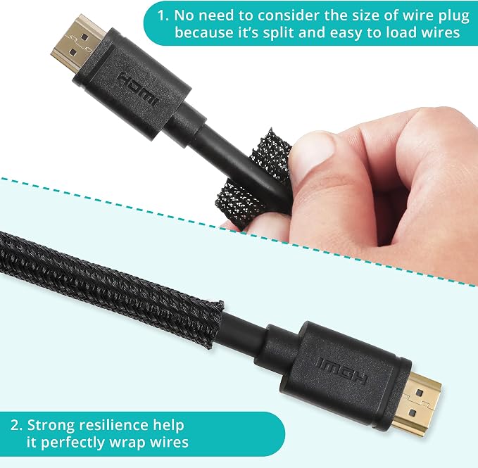 ZhiYo Cable Sleeve, 20ft, 1/4 inch, Black | Cord Wrap, Wire Protector Tubing, For Pets, PC Cable Management