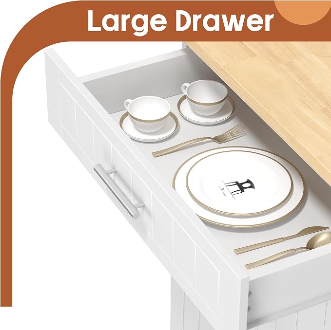 JY QAQA 42" Kitchen Island on Wheels with Storage Cabinet Kitchen Cart Cabinet with Shelves, Cart Handle for Towel Rack or Free Mobility, Portable Islands for Kitchen