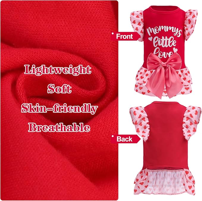 Valentine's Day Dog Dress for Small Dogs,Puppy Costumes Pet Clothes Holiday Girl Dogs Shirt with Heart Themed, Party Dog Vest Dresses Cat Apparel Sweater Warm Skirt