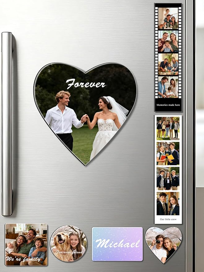 Custom4U Custom Photo Refrigerator Magnet, Heart Magnets Picture Keepsake | 1.3mm Magnetic Backing, Fridge & Dishwasher Use, Heart Birthday Gift, Photo Memory Decor, 2.56 & 3.74 in