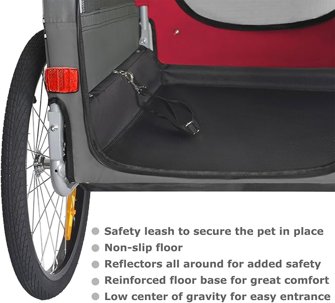 DOGGYHUT® Premium X Large Pet Bike Trailer & Stroller Up to 100 lbs (Red) | Bicycle Trailer for Small Medium or Large Dogs, Dog Bicycle Carrier, Low Center of Gravity, Folding Frame Cart