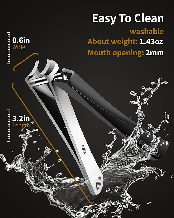 EBEWANLI Large Nail Clippers, 15mm Ultra Wide Toenail Clippers for Thick Toenails, Stainless Steel Fingernail Clipper Built in Nail File, Curved Blade Toe Nail Cutter Trimmer for Men or Women