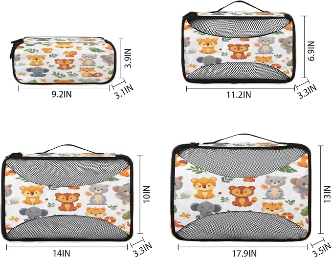 Packing Cubes for Travel, Wild Elephant Animals Travel Luggage Packing Organizers for Women Men, Large Custom Toiletries Bag for Clothes Shoes, Funny Zoo Animals