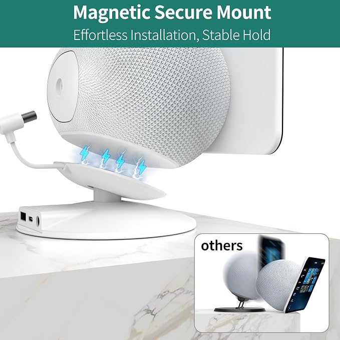 HomeMount Show 11 Stand, Magnetic Adjustable Charging Stand with USB-C & USB-A Ports, 270° Swivel Base, Fits Show 11 and 2025 Show 8, for Phones & Earbuds (Charging-White)