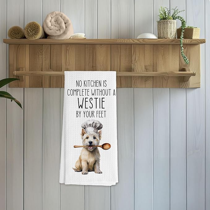 Funny Westie Dog Kitchen Towels, West Highland Terrier Gifts Dish Tea Towels for Kitchen Decor, Westie Gifts for Women Decorative Hand Towels, 16x24 Inch