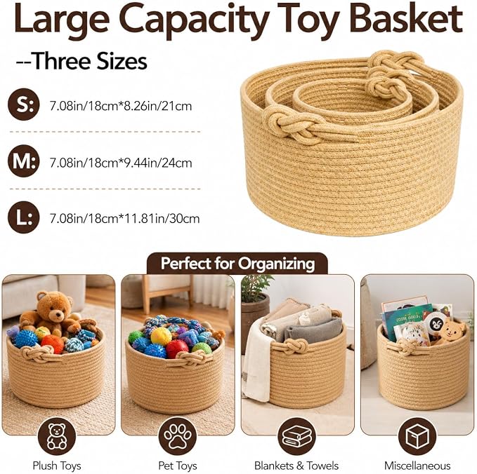 Personalized Dog Toy Basket with Name, Custom Puppy & Kitten Toy Storage Bins, Personalized Cute Handmade Cotton Rope Organizer for Snacks, Pet Supplies, Birthday Gifts Basket for Pets (A1)