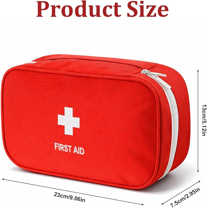 Red Medical Bag, Portable First Aid Bag Kit for Home, Empty Medical Bags for Travel, Camping, Outdoor, Emergency Kit Pouch (Red, Medium)