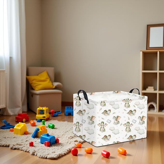 Rectangular Baby Girl Basket Kids Baby Storage Basket Storage Bin Organizer Box Room Decor(Cute Dinosaur)