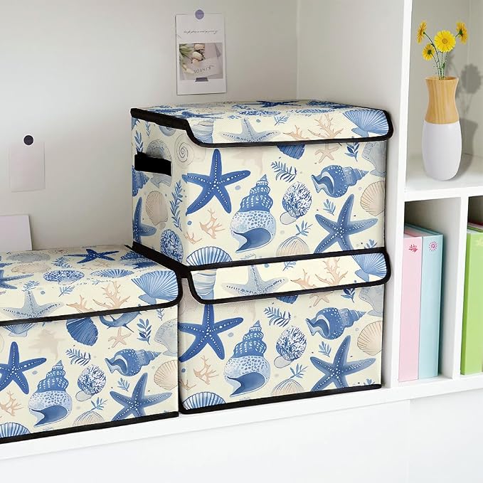 Stackable Clothes Storage Bins with Lids 3 Pack. | Closet Organizers Fabric Cat Printing Box for Home and Office,Blanket Clothes Organizers,Under Bed Storage Containers