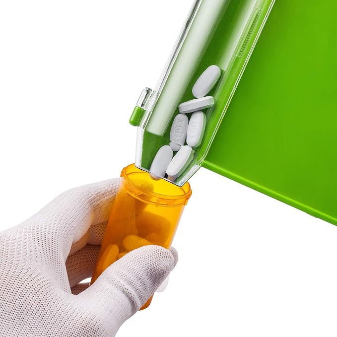 Medarchitect Right Hand Pill Counting Tray with Spatula, Light Green | Dual-channel food-grade surface made without BPA, with hooked plastic handle for sanitary tablet sorting