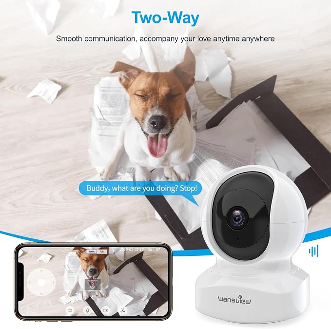 wansview Home Security Camera, Baby Camera 2.4G WiFi Only, Q5 3MP White