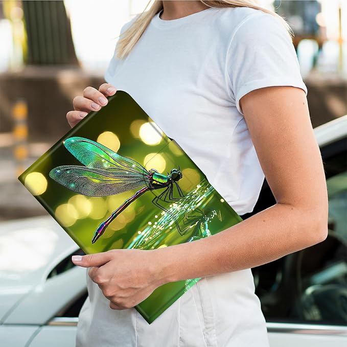 Rotating Handle Case for Samsung Galaxy Tab A8 10.5" 2022 (SM-X200/X205/X207), 360 Degree Swivel Kickstand with Magnetic Closure Shockproof Leather Cover for Women Men, Green Dragonfly
