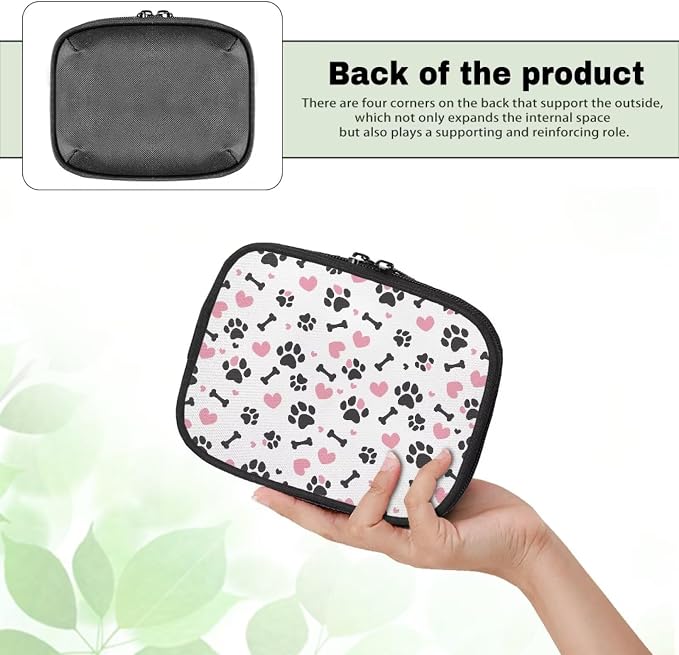 Dog Paw Print First Aid Kit for Dogs,Pet Emergency Survival Kit for Dogs Empty First Aid Kit Bag Portable First Aid Pouch with Zipper Small Medical Bag