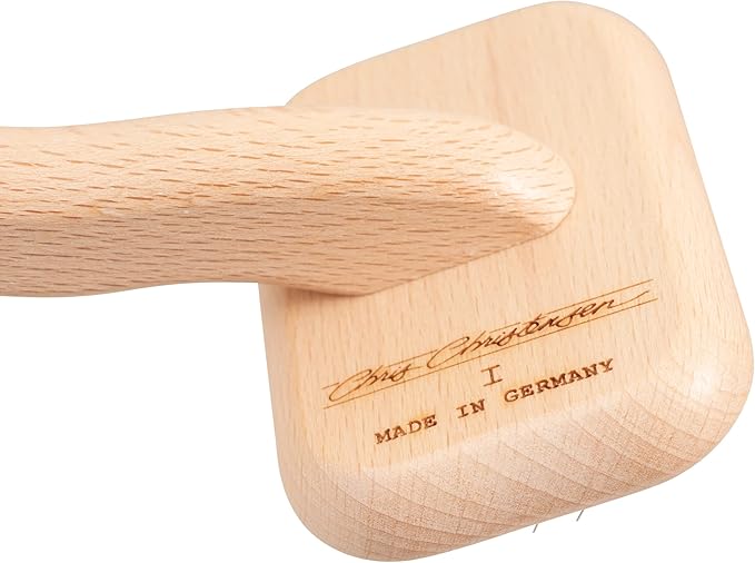 Chris Christensen Mark I Slicker Brush for Dogs, 12mm Pins, Groom Like a Pro, Handcrafted Lightweight Beechwood Ergonomic Handle, Stainless Steel Pins, A5I X-Small. Made in Germany.