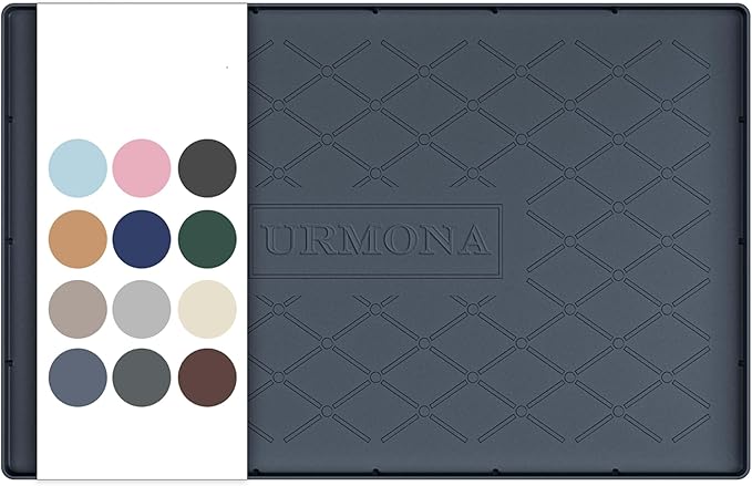 URMONA 22" x 14" Waterproof Silicone Mat in Multiple Sizes & Colors, Under Sink Mat for Kitchen & Bathroom, Pet Food Pad for Dogs & Cats, Kitchen Cabinet Liner, Multi-Purpose for Storage(Dark Grey)