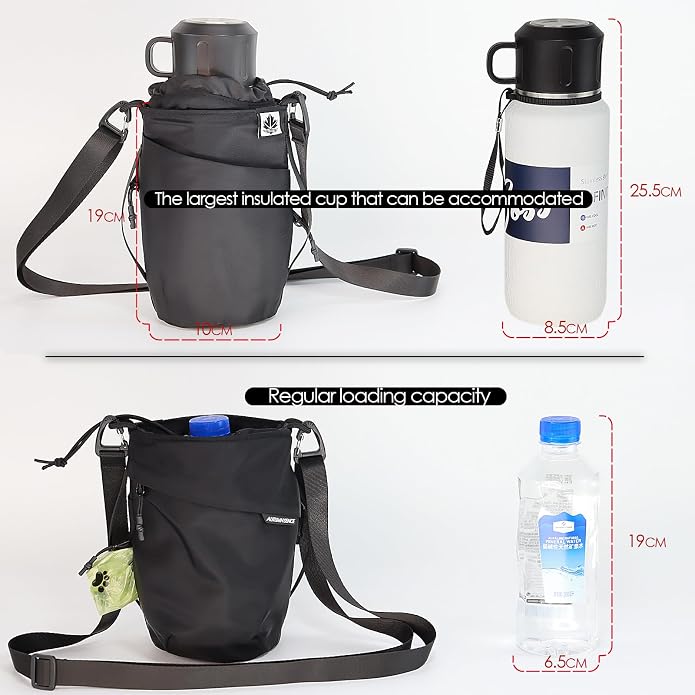 Multi-Function Crossbody Bag - Dog Walking Bag with Built-in Poop Bag Dispenser, Insulated Water Bottle Carrier & Waterproof Treat Pouch, Travel Toiletry Organizer for Pet Training, Hiking, Daily Use