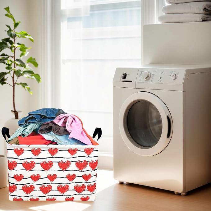Valentine's Day Basket Gift for Empty Cute Heart Large Storage Bin for Kid and Baby Room Décor (Red Love)