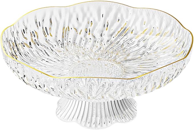 Pedestal Bowl Decoration Tray Luxury Footed Fruit Basket Display Stand for Table Centerpiece Anniversary Kitchen Countertop, F White