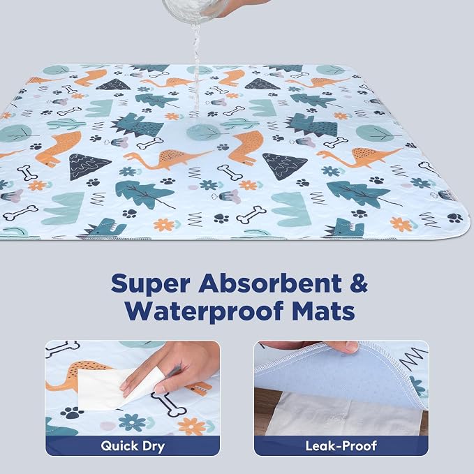 FURTIME Washable Pee Pads for Dogs, Super Absorbent, 1 Pack 72"x72" Blue | Super Absorbent Reusable Training Dog Pads, 100% Waterproof Non-Slip Dog Mat for Whelping, Housebreaking