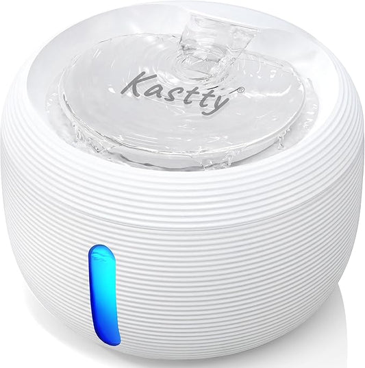 Kastty Cat Water Fountain:3.5L Cat Fountain for Drinking-White Pet Water Fountain for Cats Indoor-Quiet Cat Water Dispenser with Visual Water Level - Pets Watering Supplies for Small Animals FS77