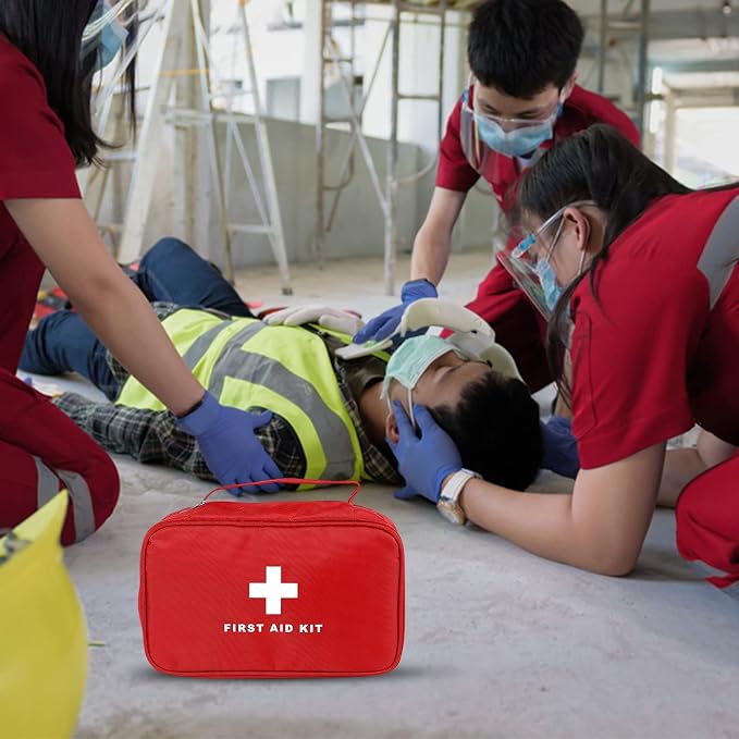 6pcs First Aid Bag Empty, Waterproof Durable First Aid Kit Bag Empty with Zippered,First Responder Storage Medicine Emergency Bag for Home Office Kitchen Outdoor Travel Camping Activities-Red