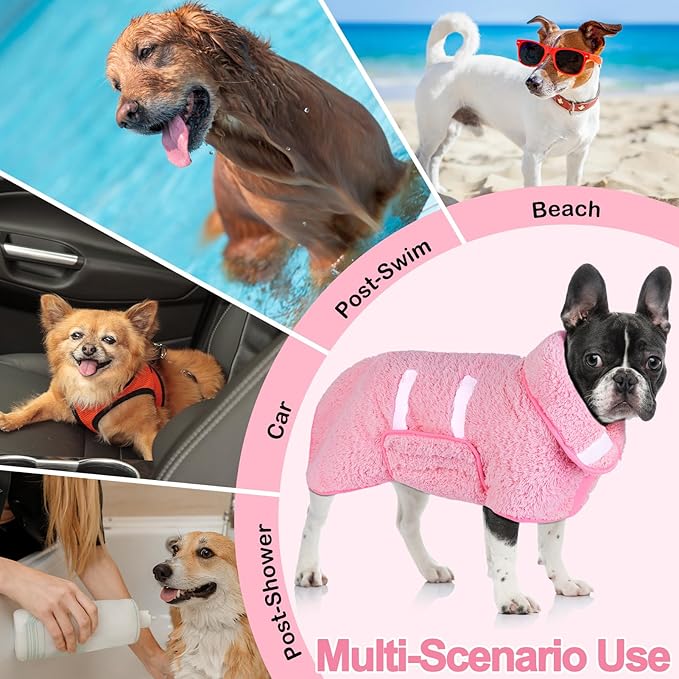 Dog Bathrobe Super Absorbent Dog Towels Large Quick Drying Robes for After Bath Soft Adjustable Warm Keeping Dogs Towel(S-XXL)