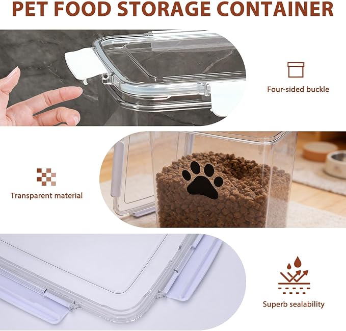 15lb Dog Food Container with Lid, Airtight Pet Food Treat Storage Bin for Dog Cat, Plastic Dogs Kibble Container for Kitchen Counter-Keep Food Fresh Crispy-BPA free