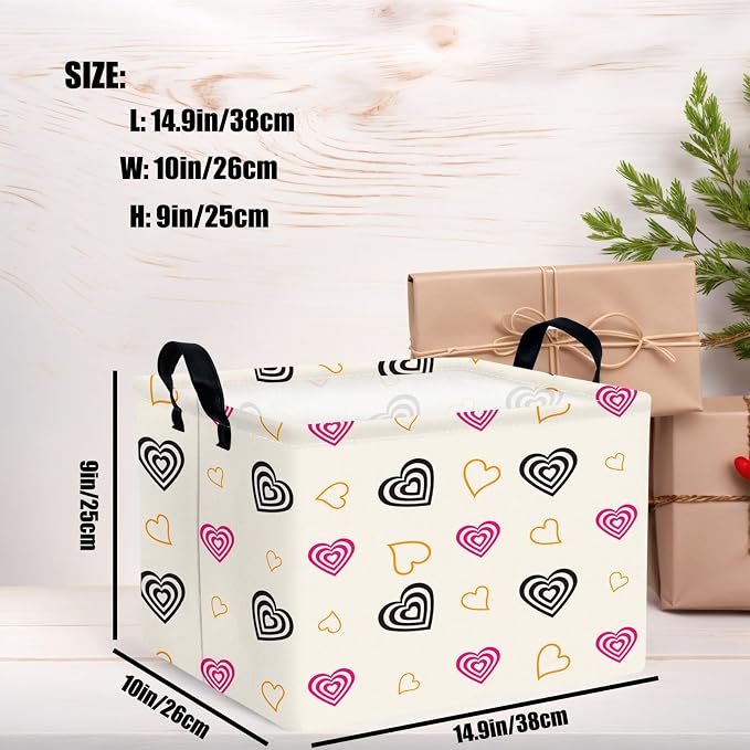 Valentine's Day Basket Gift for Empty Cute Heart Large Storage Bin for Kid and Baby Room Décor (Red and Black)