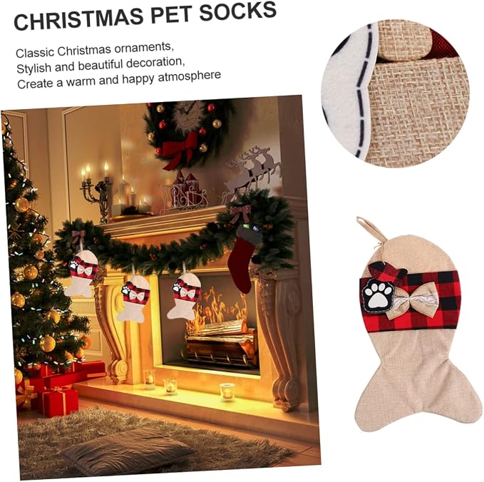 FRCOLOR Christmas Pet Stocking Gift Bag Holiday Present Pouch Festive Candy Storage for Gifts and Stocking Fillers Xmas Party Decoration