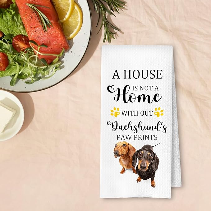 Dachshund Kitchen Towels, Dachshund Lover Gifts Hand Towels for Bathroom Decor, Weiner Dog Gifts Dish Tea Towels for Kitchen Decor, Dachshund Gifts for Women Men, Doxie Gifts, 16x24 Inch