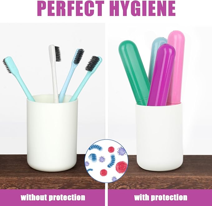 Hooqict 4 Pack Travel Toothbrush Case Portable Travel Toothbrush Holder Plastic Toothbrush Container Protector Cover for Traveling, Camping, Home, School, Business