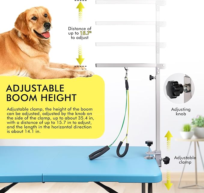 46" Large Dog Grooming Table for Large Dogs | Foldable Pet Grooming Station, Adjustable Height, Portable Drying Table, With Arm Noose for Dogs Cats ﻿
