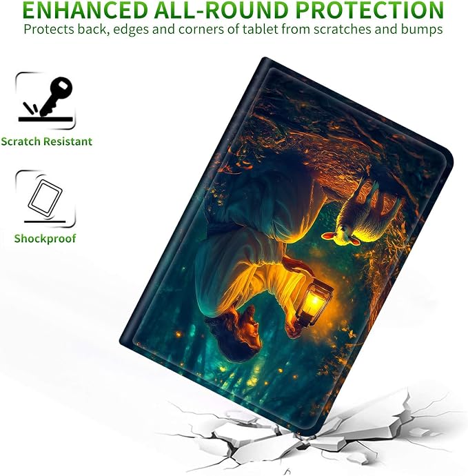 for Samsung Galaxy Tab S9 11 Inch/S9 FE 10.9 Inch 2023 Case | Slim Leather Smart Cover with Multi-Angle Anti-Slip Stand [Auto Wake/Sleep] Shell for Women Men, Man Sheep Forest
