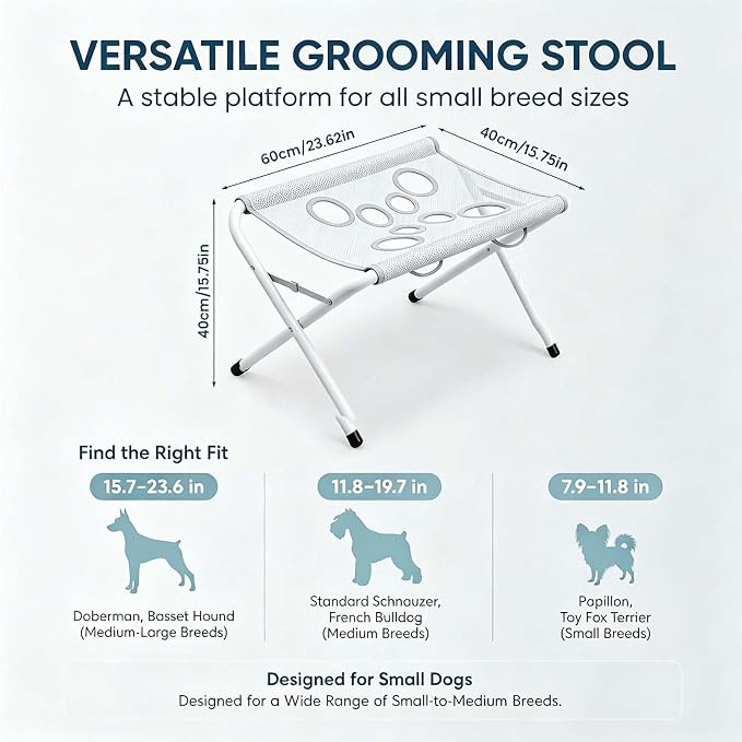Pet Bathing Hammock, Foldable 8-Hole Grooming Stand for Small Pets (Grey) | Easier Pet Bathing, Less Scratches and Bites, Sturdy Frame Quick-Dry Mesh, Ideal for Dogs & Cats, Nail Trimming and Grooming
