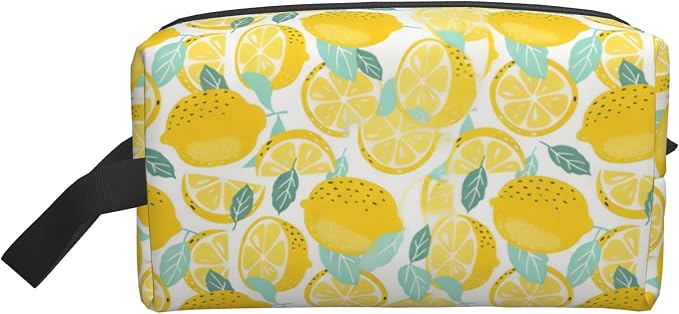 Lemon Makeup Bag - Durable 600D Oxford Fabric Travel Cosmetic Bag, Shockproof Foam Padded Toiletry Organizer for Gym & Daily Use 10x6.2x4.9 Inch