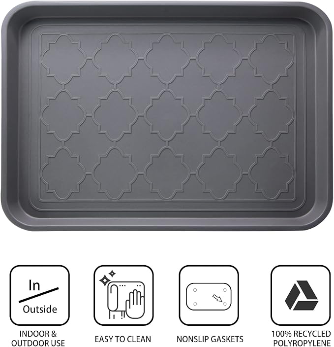 Boot Tray for Entryway Indoor, Heavy Duty Shoe Mat Trays 3 Packs, 16.7"x12.8" Waterproof Shoe Tray