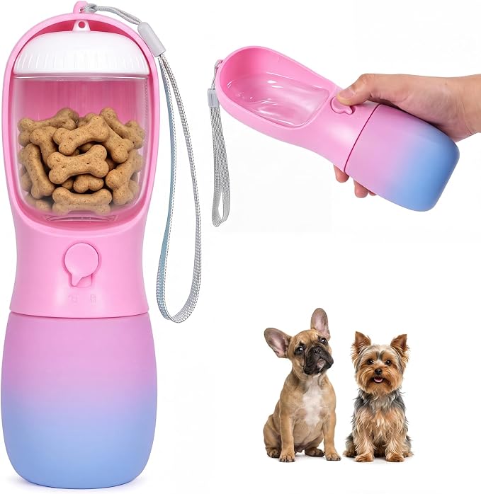 Dog Water Bottle Puppy Essentials, Portable Filtered Dispenser with Travel Dog Food Storage Container, Pet Supplies Gifts Stocking Stuffer Treat Pouches for Pet Training Outdoor Walking Hiking Camping