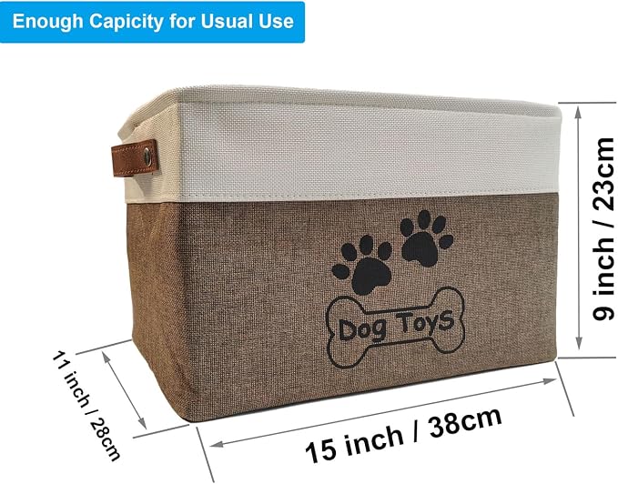 Dog Toy Basket Collapsible Dog Toy Box Foldable Dog Toy Bin for Pet Chew Toys