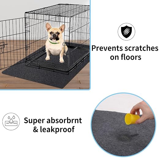 Kennel Pad Dog Crate Mat Liner, 48" x 29" - 2 Pack | Waterproof, Non-Slip, Washable Puppy Pee Pad for Kennel Training - Under Pet Cage to Protect Floors, Thin Cut to Fit Design